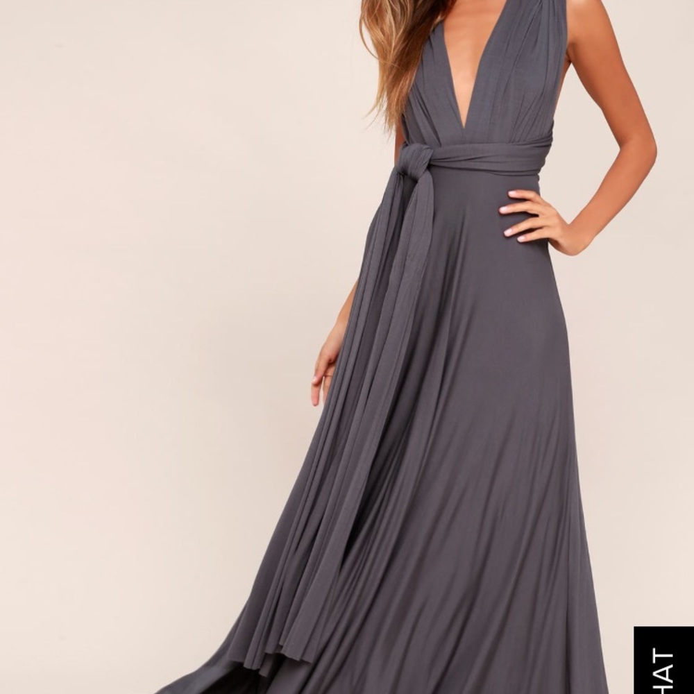 Lulu’s Tricks of the Trade Maxi Dress - Dark Gray